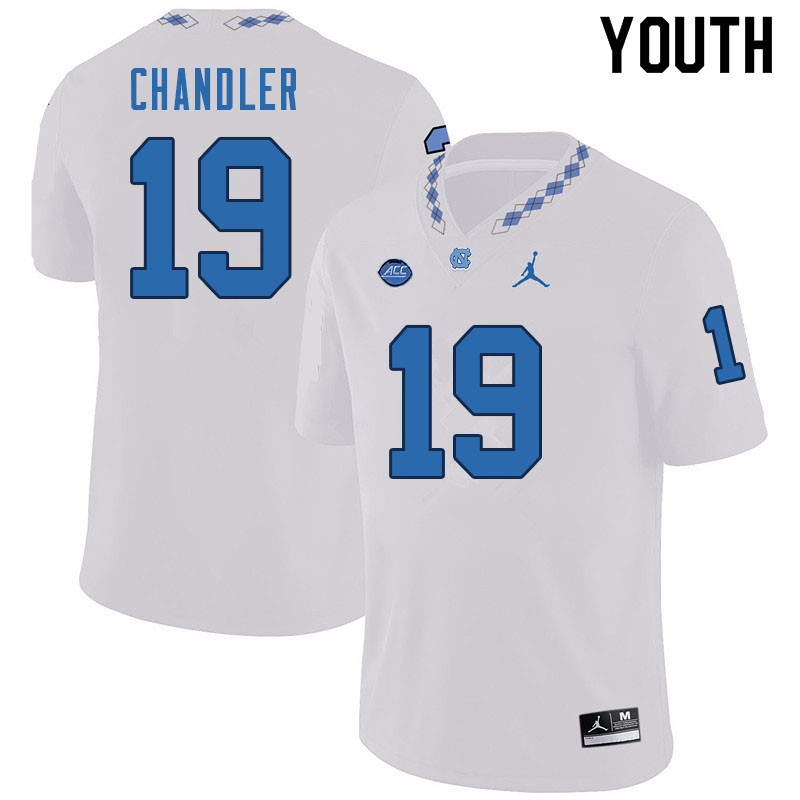 Youth #19 Ty Chandler North Carolina Tar Heels College Football Jerseys Sale-White